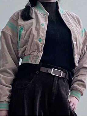 🏈 Urban Outfitters Cropped Corduroy Bomber/Varsity Jacket